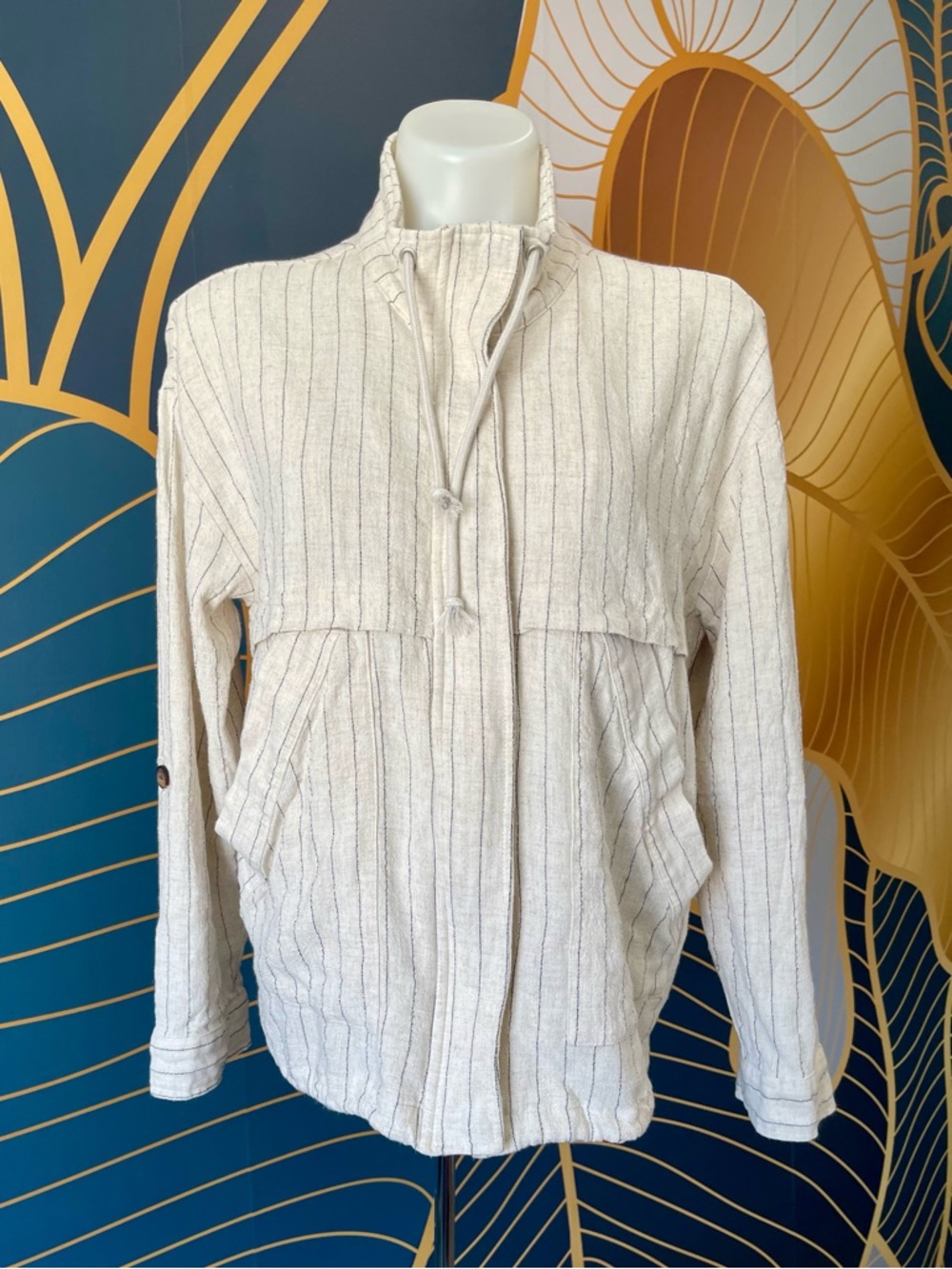 Tribal Brand Front Zip Jacket With Roll Tab Sleeves XL